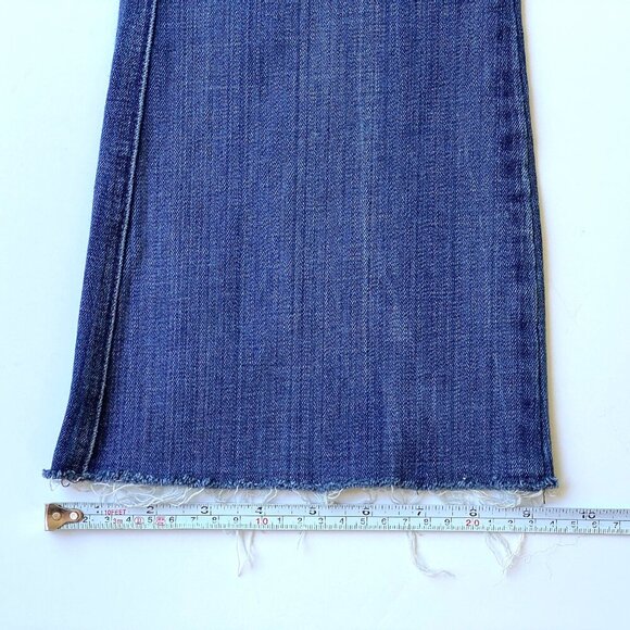 7 For All Mankind Womens Flare Wide Bootcut Jeans 28 Raw Hem Zippers Low Rise - Picture 13 of 15